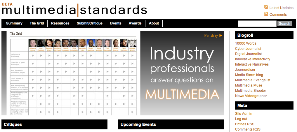 Multimedia Standards site screen shot